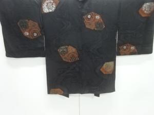 大正ロマン　漆向かい鳥に華紋模様織り出し羽織